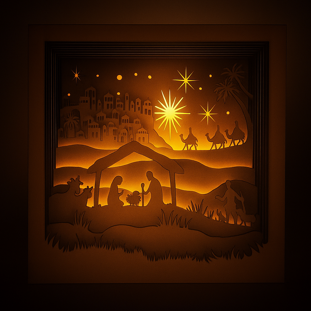 Presepe Artistico Illuminato a LED – 25x25x9,5 cm