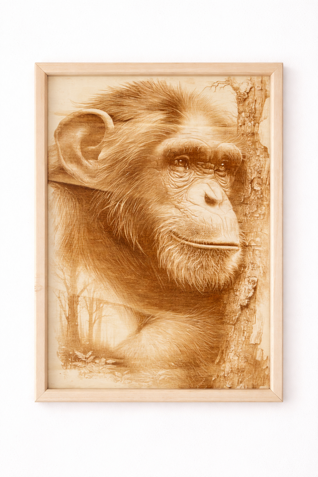 Scimpanzé incisione sul Legno