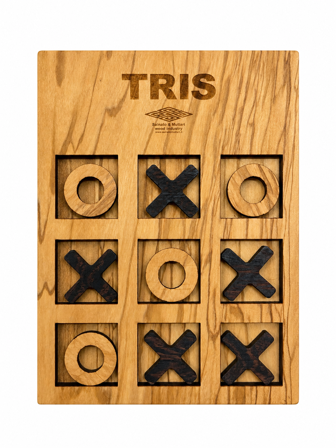 Tris in legno di ulivo venato